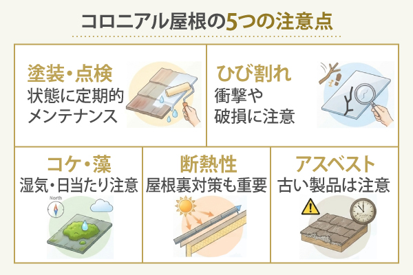 コロニアル屋根の5つの注意点